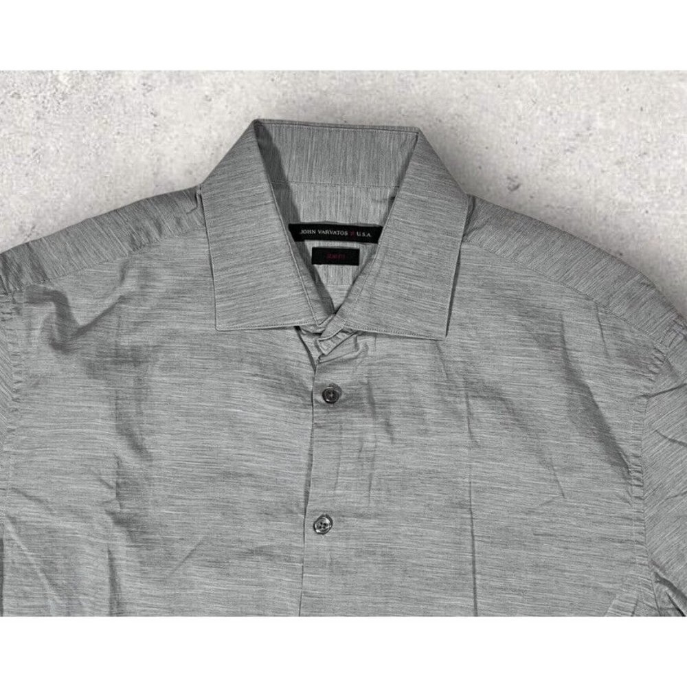 JOHN VARVATOS Sz 16x32-33 MENS Dress Shirt Gray Lightweight Cotton Button - Picture 3 of 12